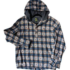 Modern‎ Amusement Mens Size Medium Blue Hooded Long Sleeve Flannel
